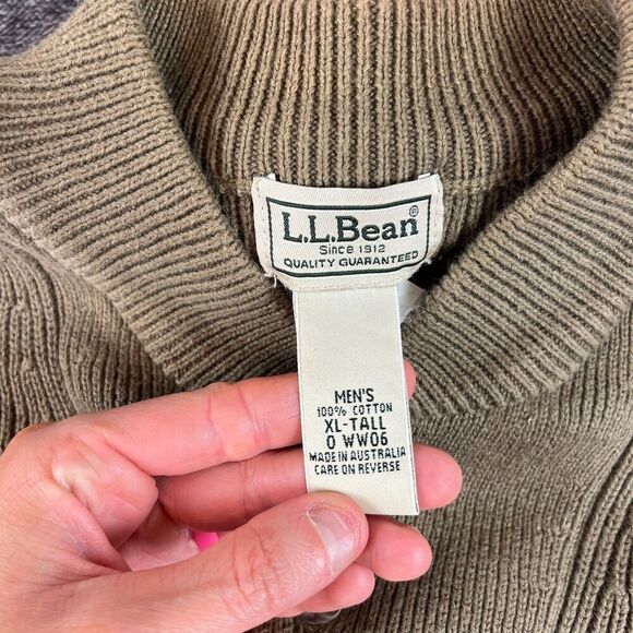 SOLD Vtg LL Bean Fisherman Heavy Knitted Sweater Half Button Pullover Men's XL - Picture 4 of 10